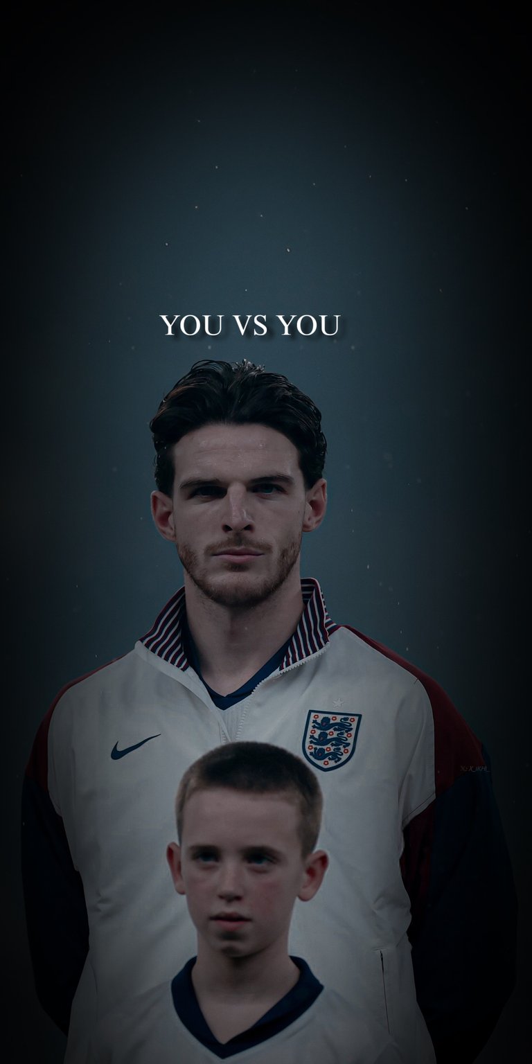 The image features English professional footballer Declan Rice with a younger version of himself, accompanied by the text "YOU VS YOU".