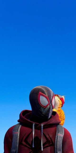 Miles Morales with multiverse cat wallpaper in 4k