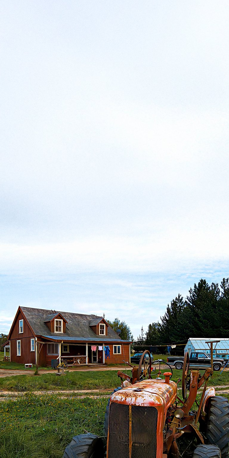 Tractor and barn house wallpaper for iPhone