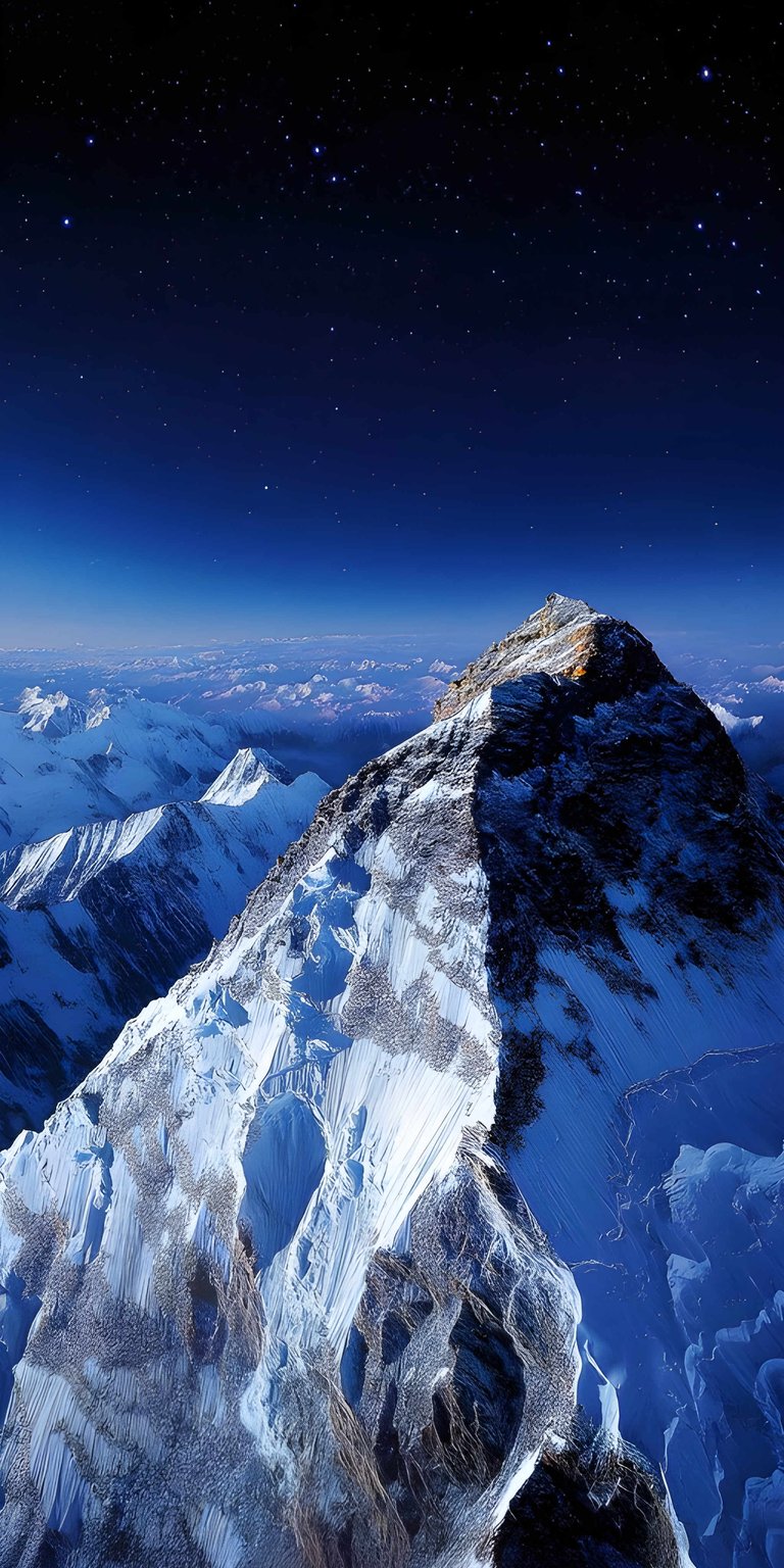 Capture the icy majesty of a high-altitude summit with this crisp 4K wallpaper. This mountain wallpaper is optimized for iPhone to show every detail of the snow and shadows on the ridges.