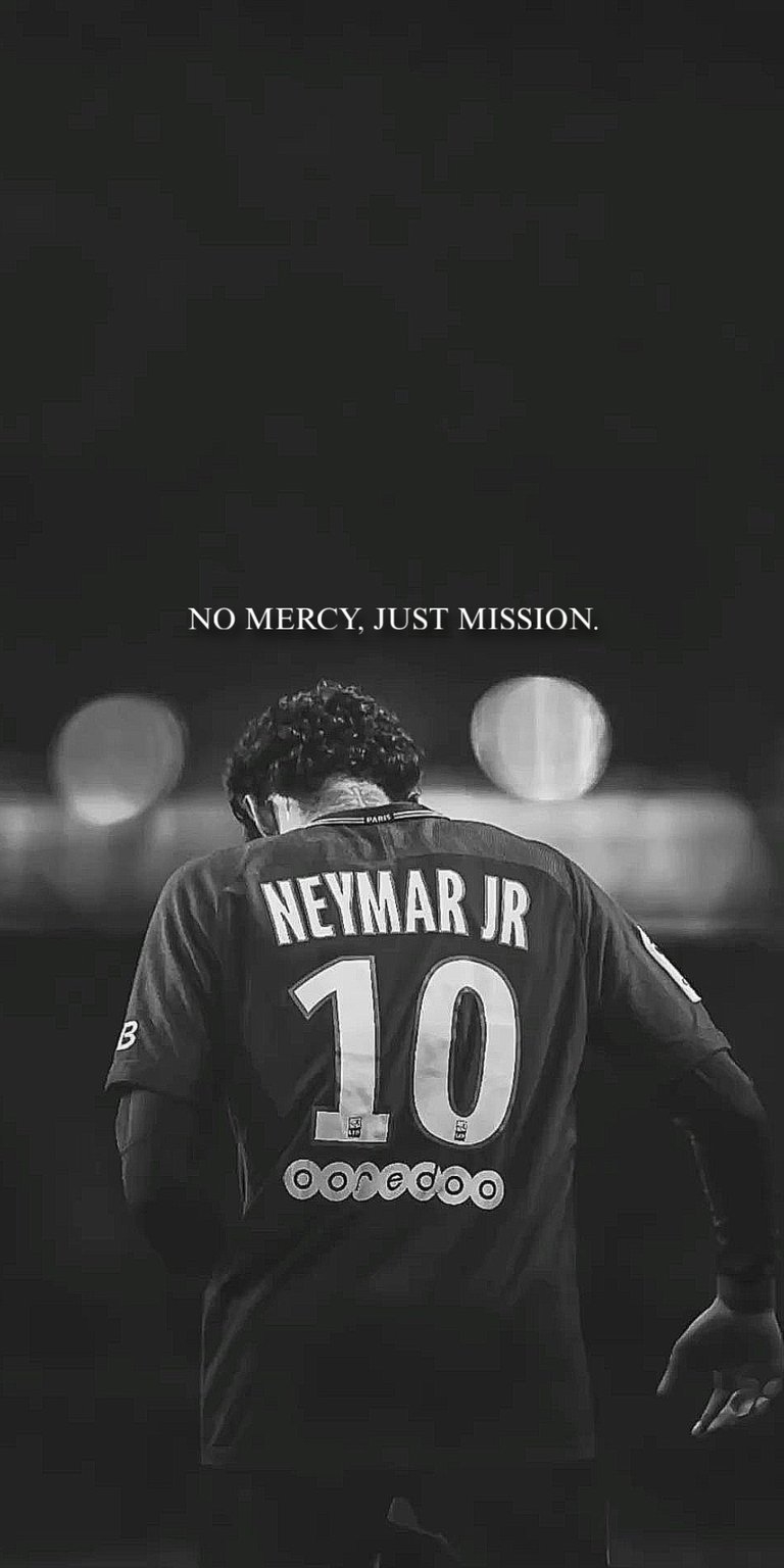 Neymar Jr wallpaper for iPhone featuring a rear-view stadium scene with a dark monochrome look and bold jersey details. This Aesthetic wallpapers style wallpaper uses dramatic lighting, deep shadows, and a focused, determined mood to create a powerful wallpaper.