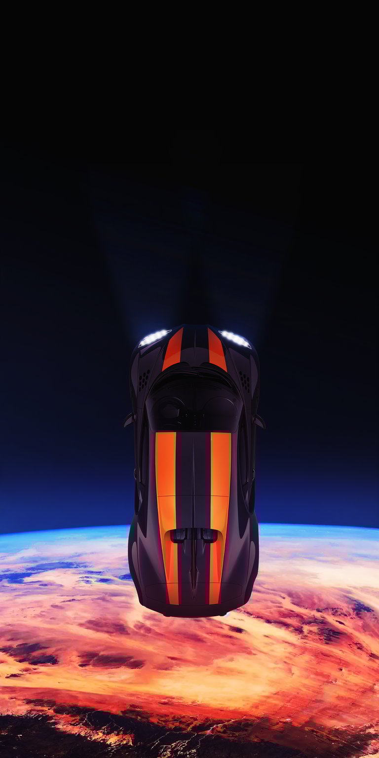 Car in space 3D wallpaper for iPhone
