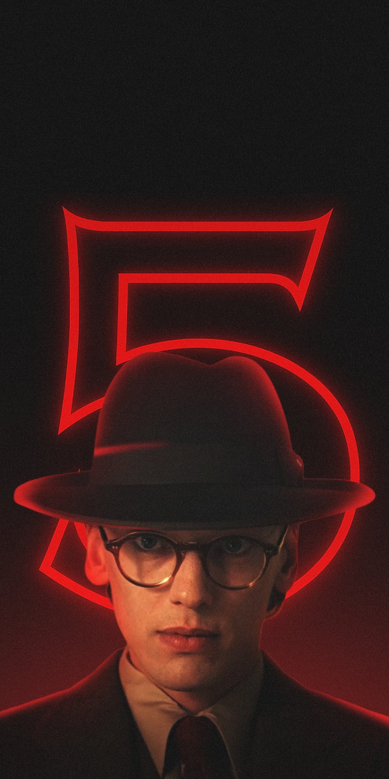 A terrifying 4K art wallpaper featuring the towering silhouette of the villain Henry Whatson Vecna against a dark red sky and ruined cityscape. This image captures the ultimate horror and the threat he poses to Hawkins in Stranger Things.