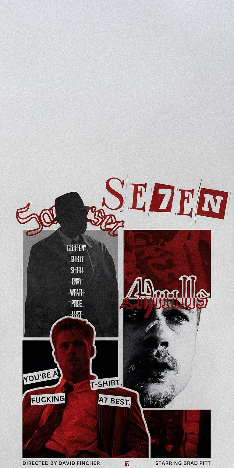 Se7en David Mills black and red collage wallpaper