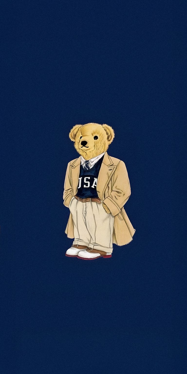 Ralph Lauren Bear wearing jacket with dark blue background wallpaper 4k