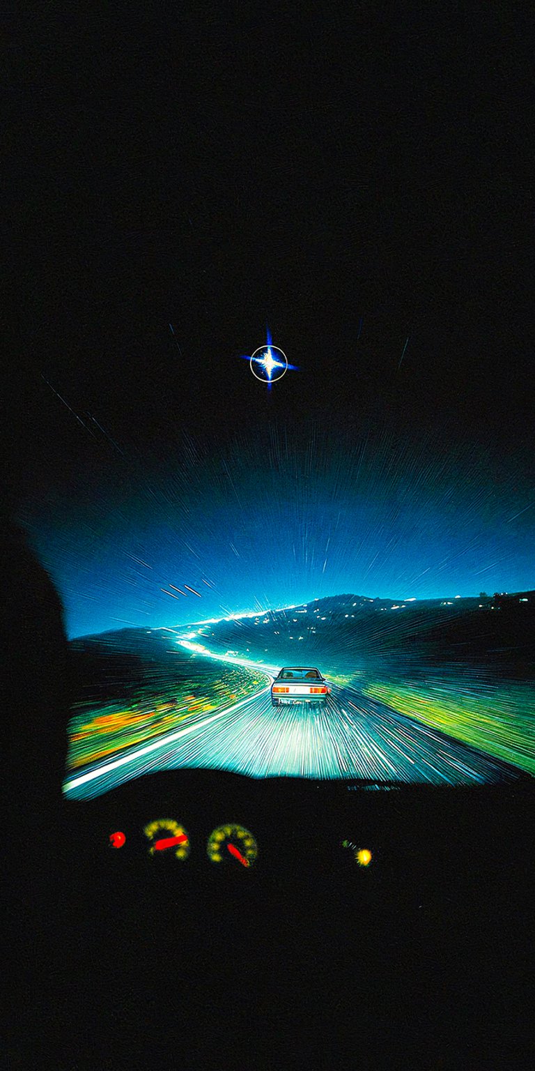 Car driving highway at night wallpaper iPhone 4K
