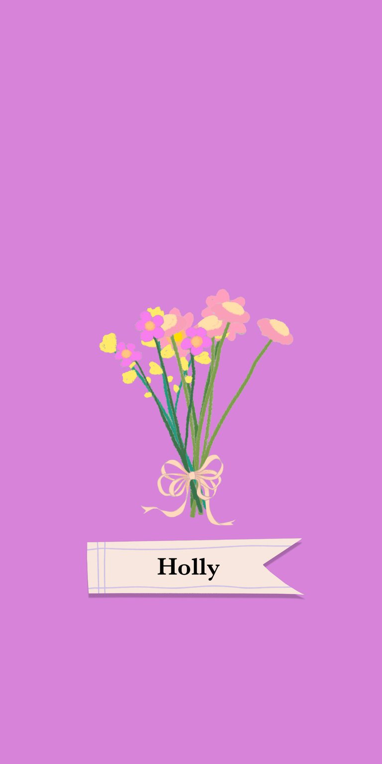 pink illustration flower purple bouquet label name holly