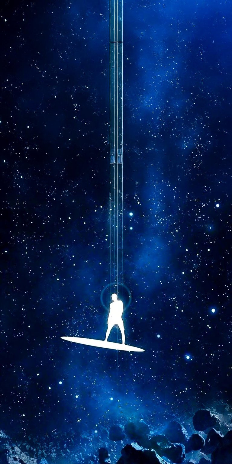 Set this as your wallpaper Silver Surfer of Fantastic 4 movie in space art iPhone wallpaper 4K