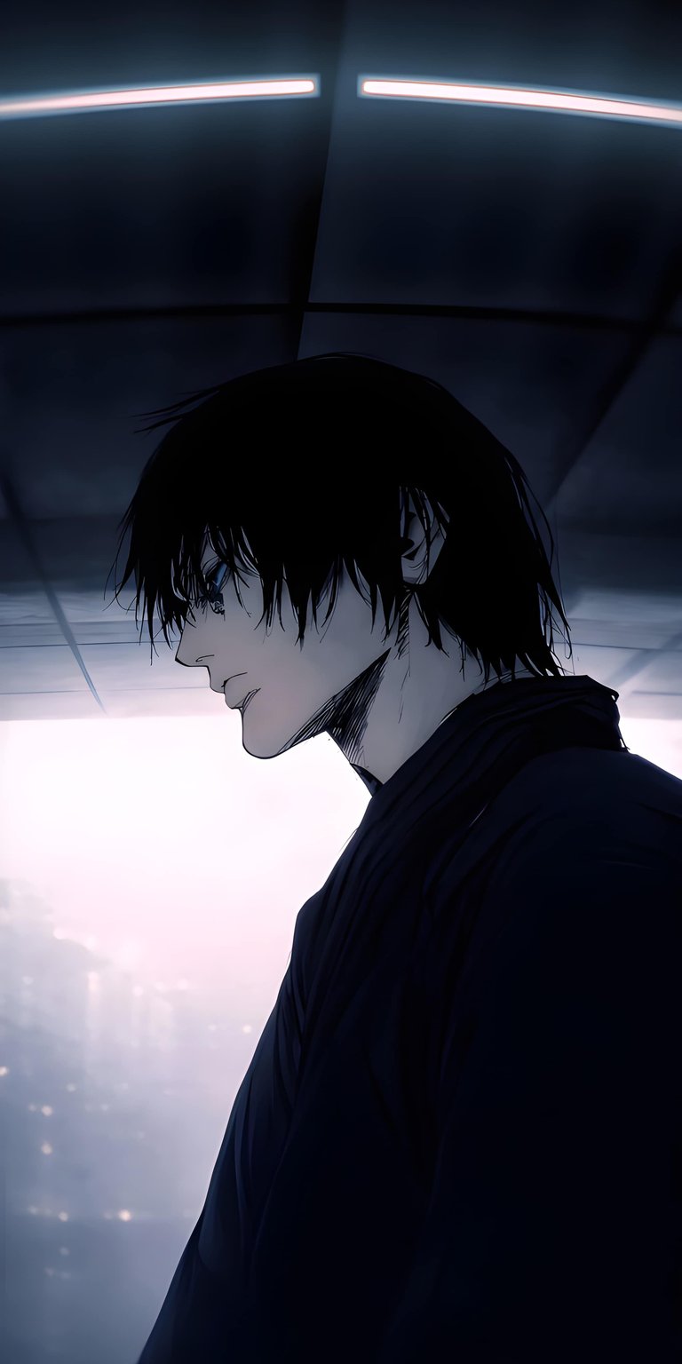 Download this stunning Toji Fushiguro 4K wallpaper for your iPhone, showcasing his dark attire and the bright, blurred cityscape behind him. This compelling wallpaper captures Toji's intense gaze and distinctive spiky hairstyle.