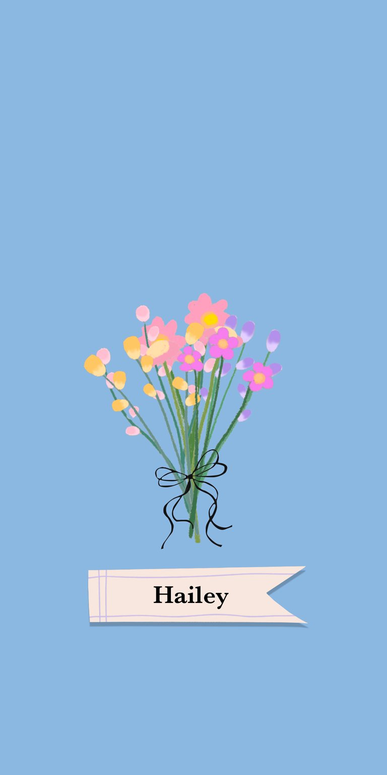 pink illustration flower yellow daisy bouquet label ribbon tulip