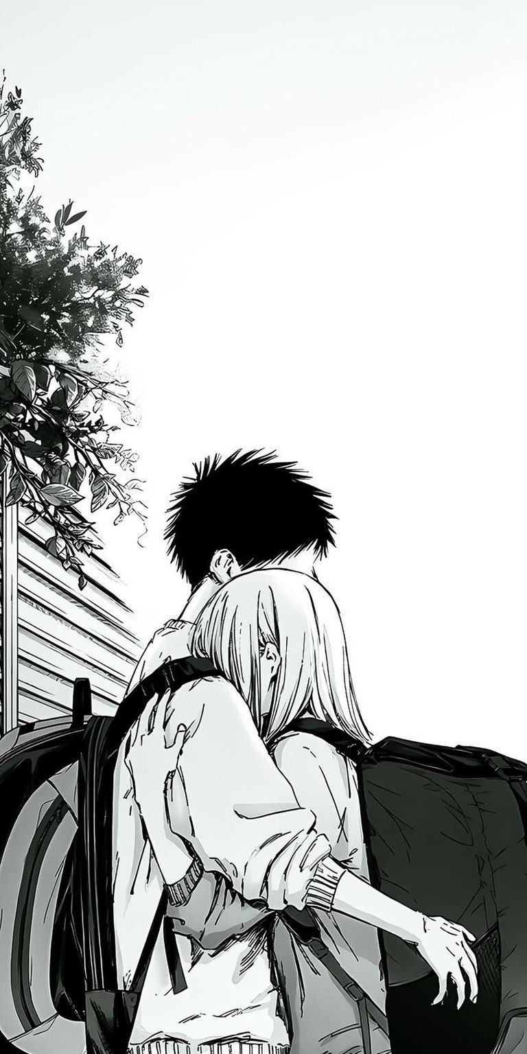 Chinatsu and Taiki hugging iOS Wallpaper