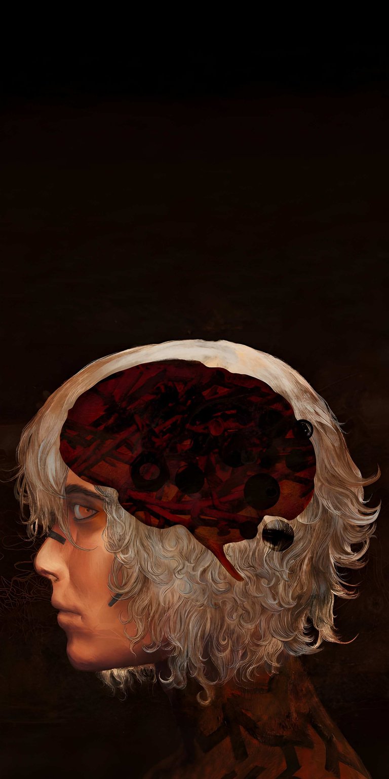 This Attack on Titan 4K wallpaper showcases a surreal brain-core illustration of Eren Yeager for your mobile device. Transform your lock screen with this wallpaper featuring intricate neural textures and a deep crimson color palette.