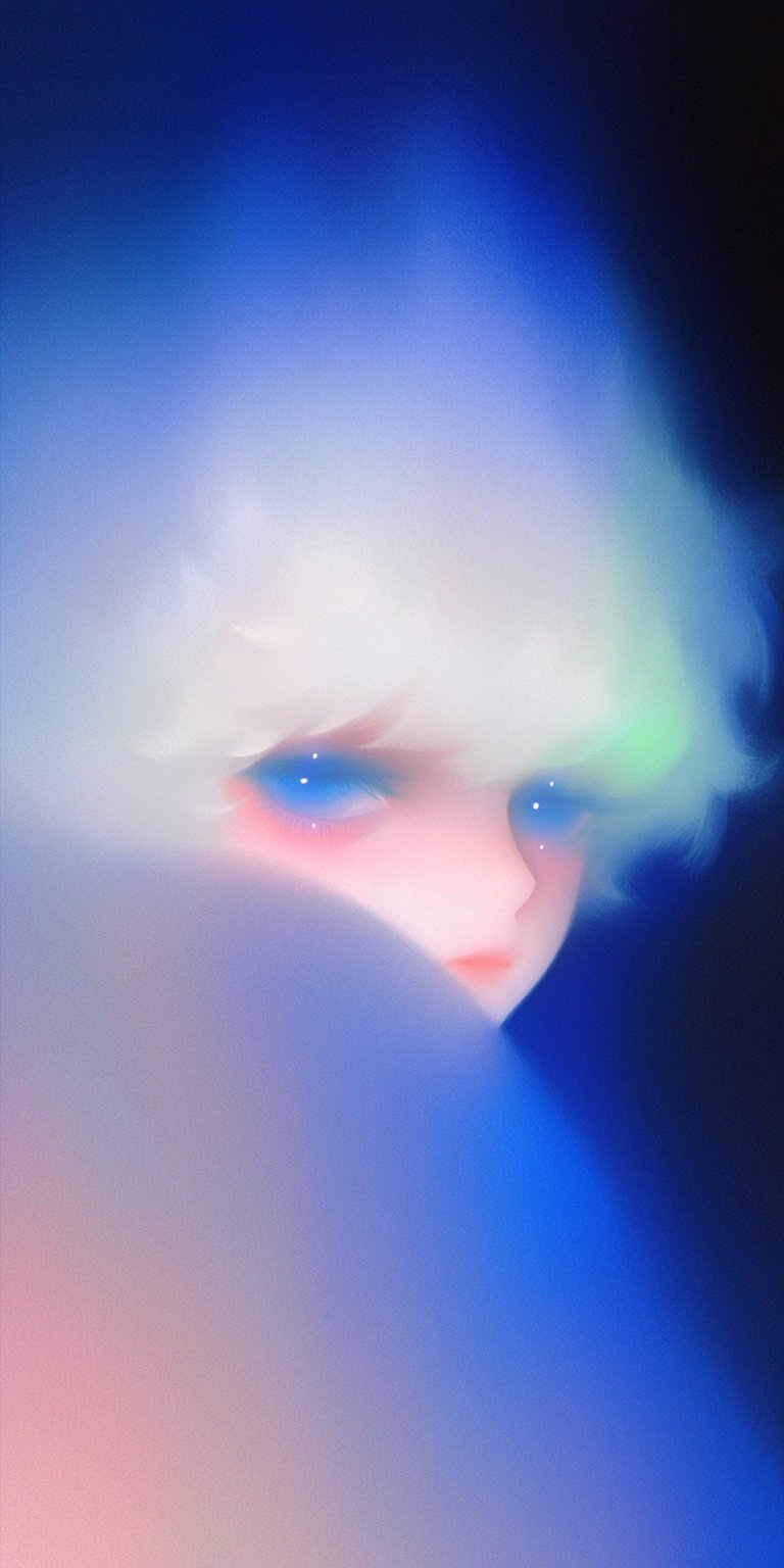 Download this stunning Albino Girl 4K wallpaper for your iPhone, featuring bright blue eyes and a soft focus. This ethereal wallpaper showcases hints of green in the hair and is perfect for adding a touch of dreamy aesthetics to your device.
