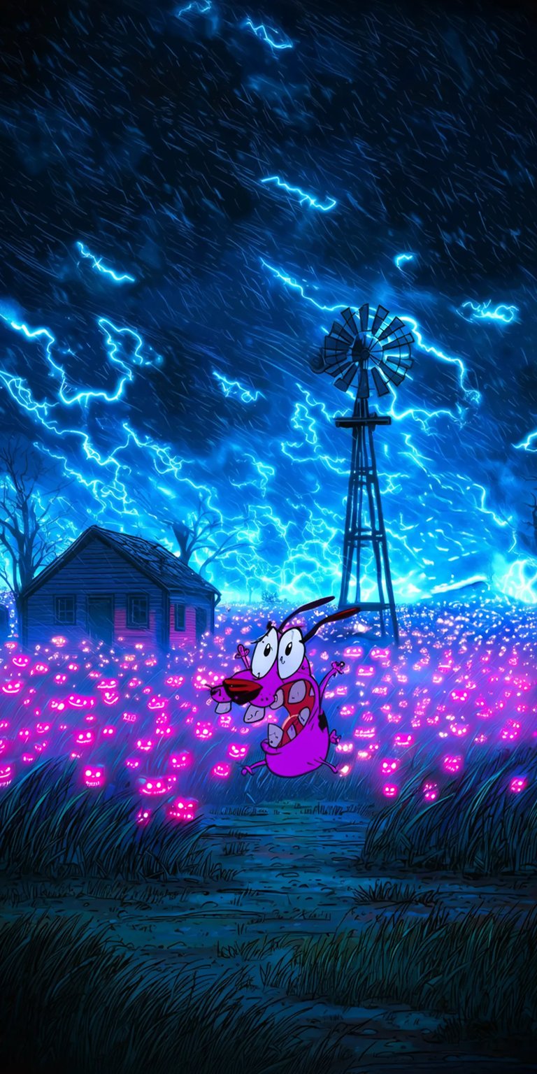 Courage the Cowardly Dog halloween dark stormy night iPhone wallpaper 4K