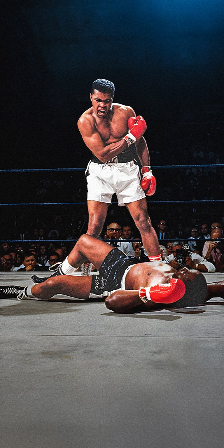 Muhammad Ali with his opponent wallpaper