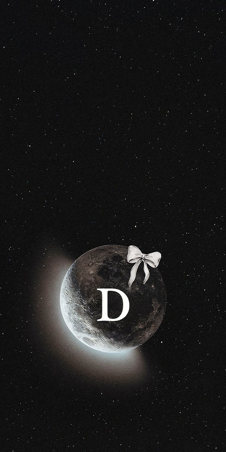 Dark moon letter D wallpaper iPhone 4K