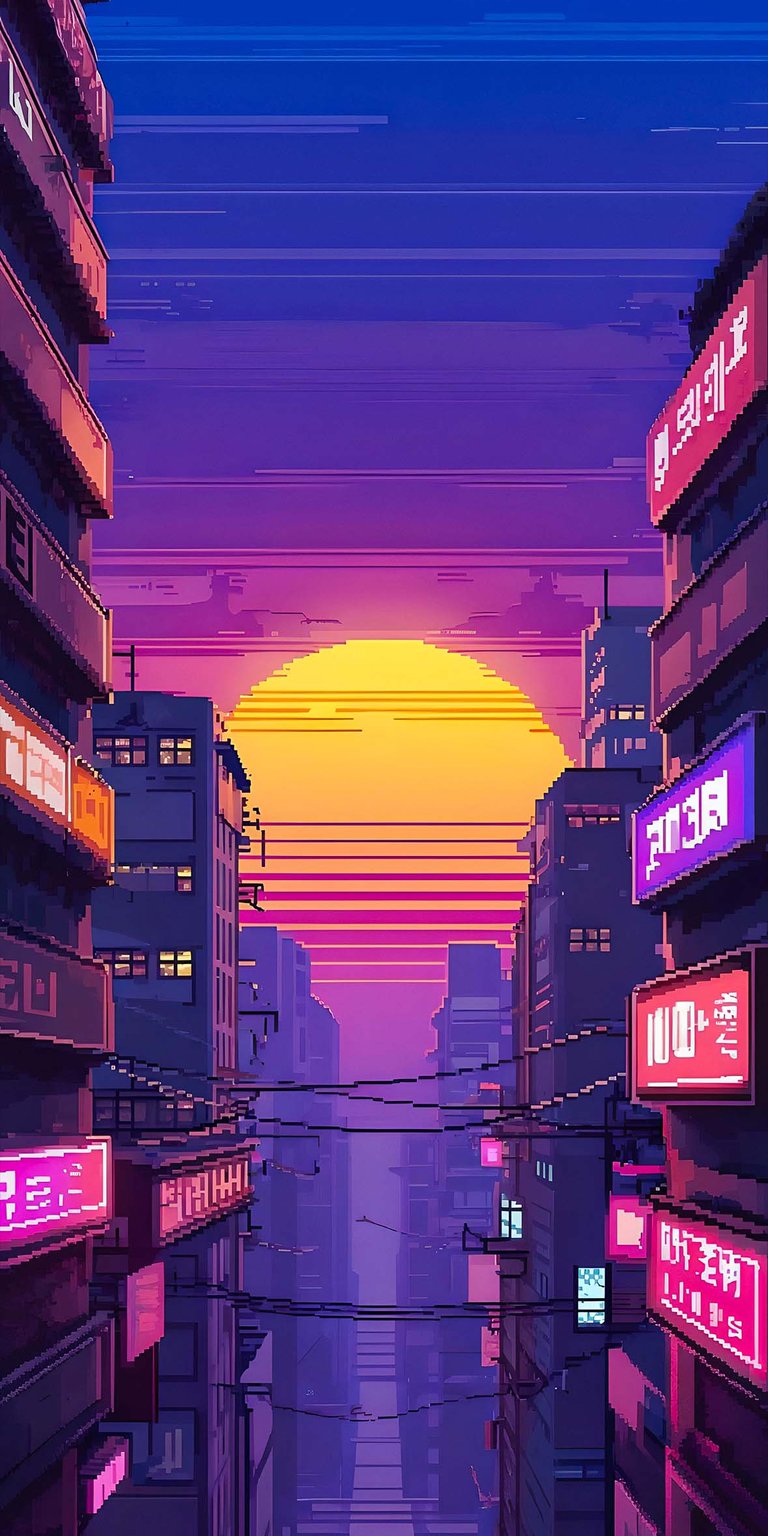 Pixel sunset iOS Wallpaper HD