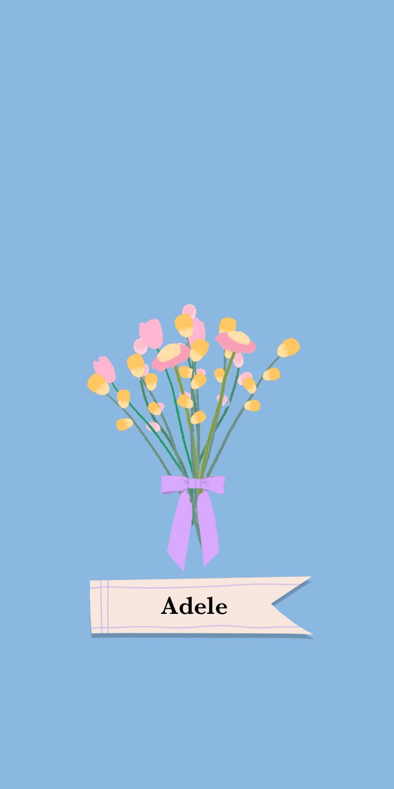 pink illustration flower yellow purple bouquet label ribbon bow tulip