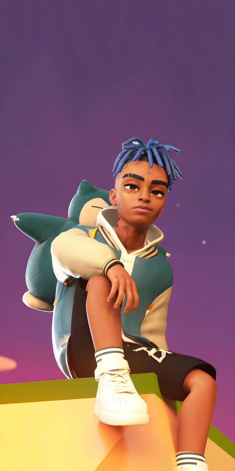 This high-quality 3D wallpaper features a stylized digital tribute to XXXTentacion with vibrant colors for your mobile screen. Enhance your phone with this unique 3D wallpaper featuring the iconic rapper in a premium 4K render.