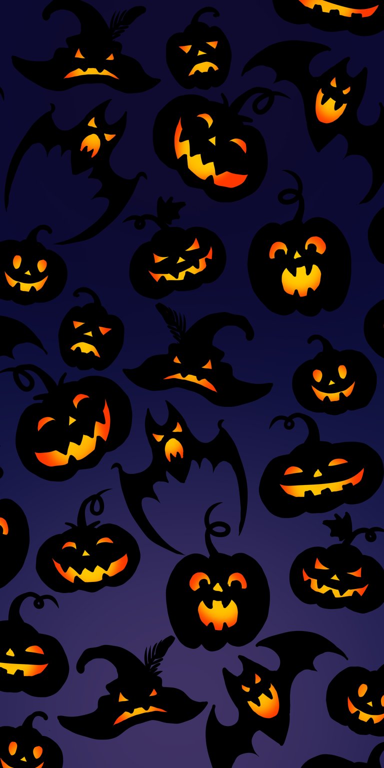 Pumpkin and bats illustration wallpaper