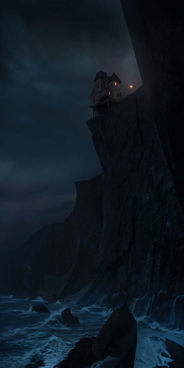 Cliff House dark iOS wallpaper HD