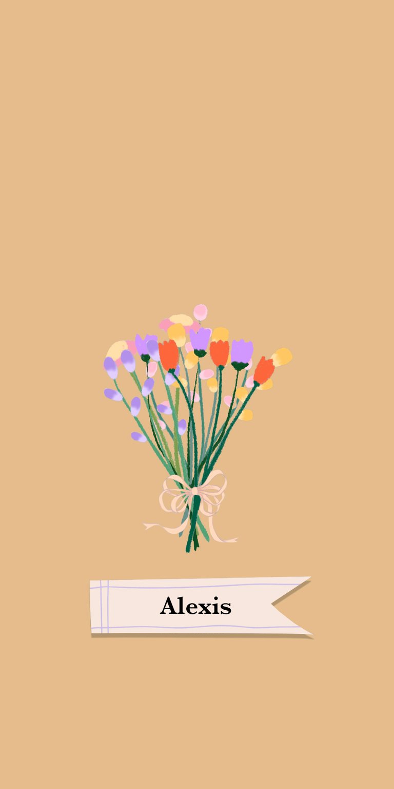 illustration flower bouquet label ribbon tulip name