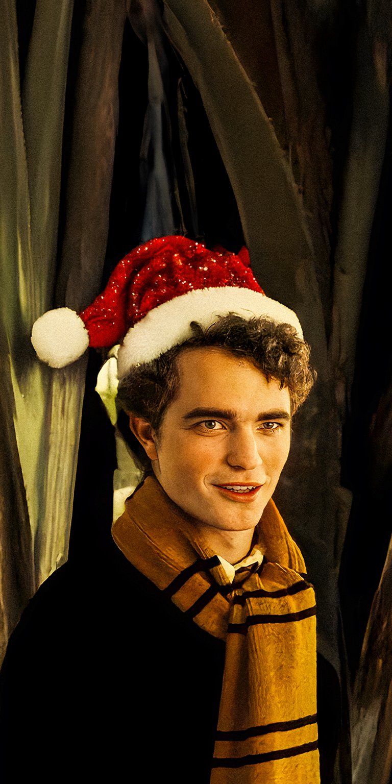 Cedric Diggory wearing santa hat 4k wallpaper