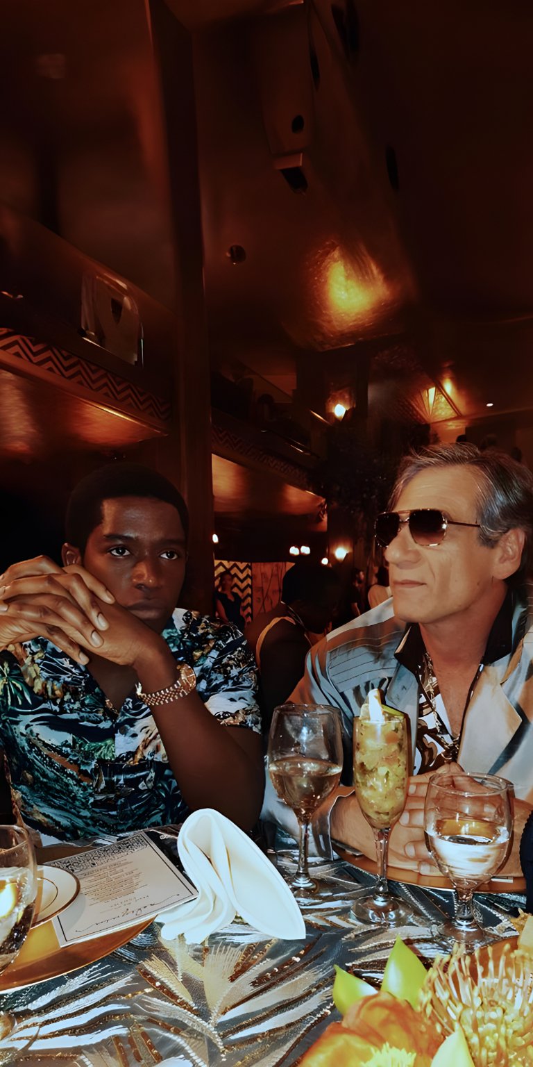 Franklin Saint with Avi Drexler celebrating and having their dinner wallpaper
