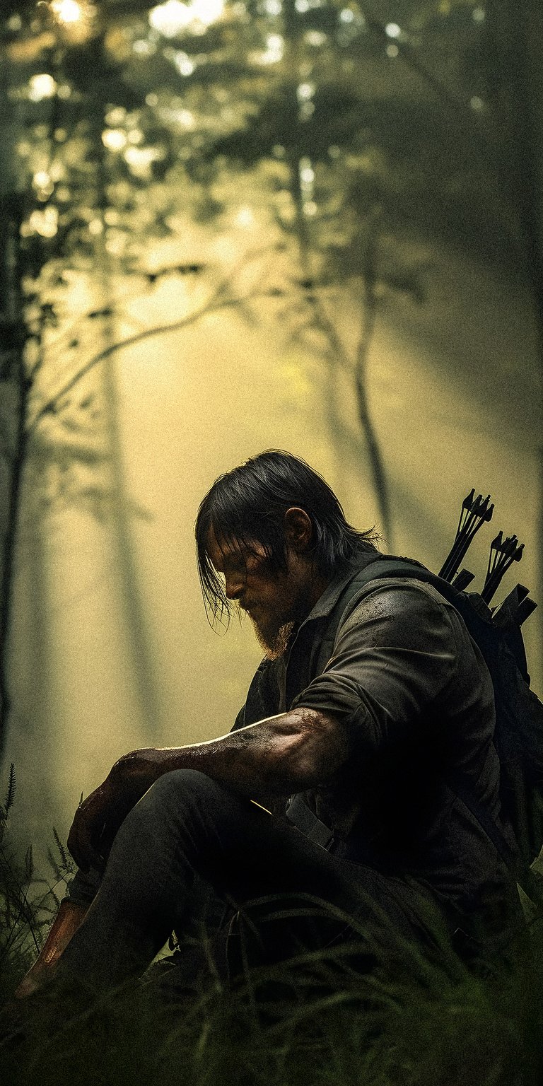 Daryl Dixon sitting quietly wallpaper
