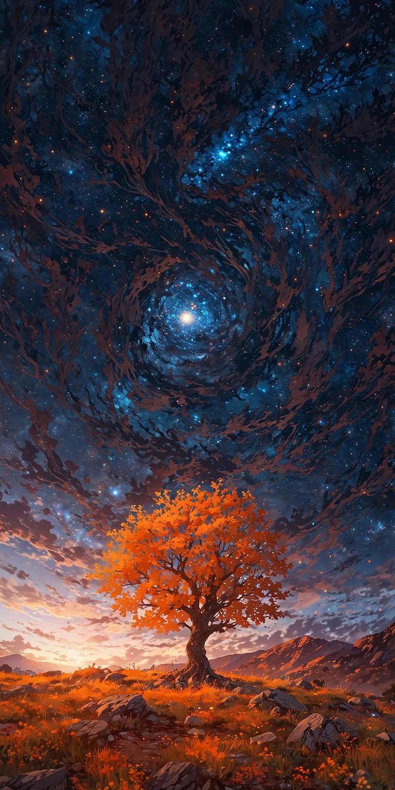 Magical tree and sky iPhone wallpaper 4K