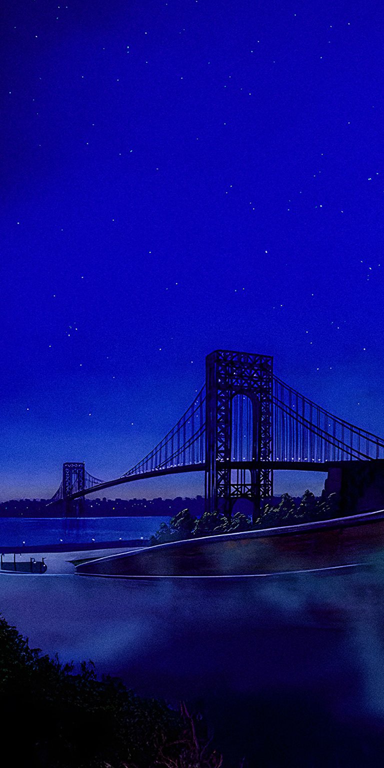 Nostalgia bridge night wallpaper for iPhone