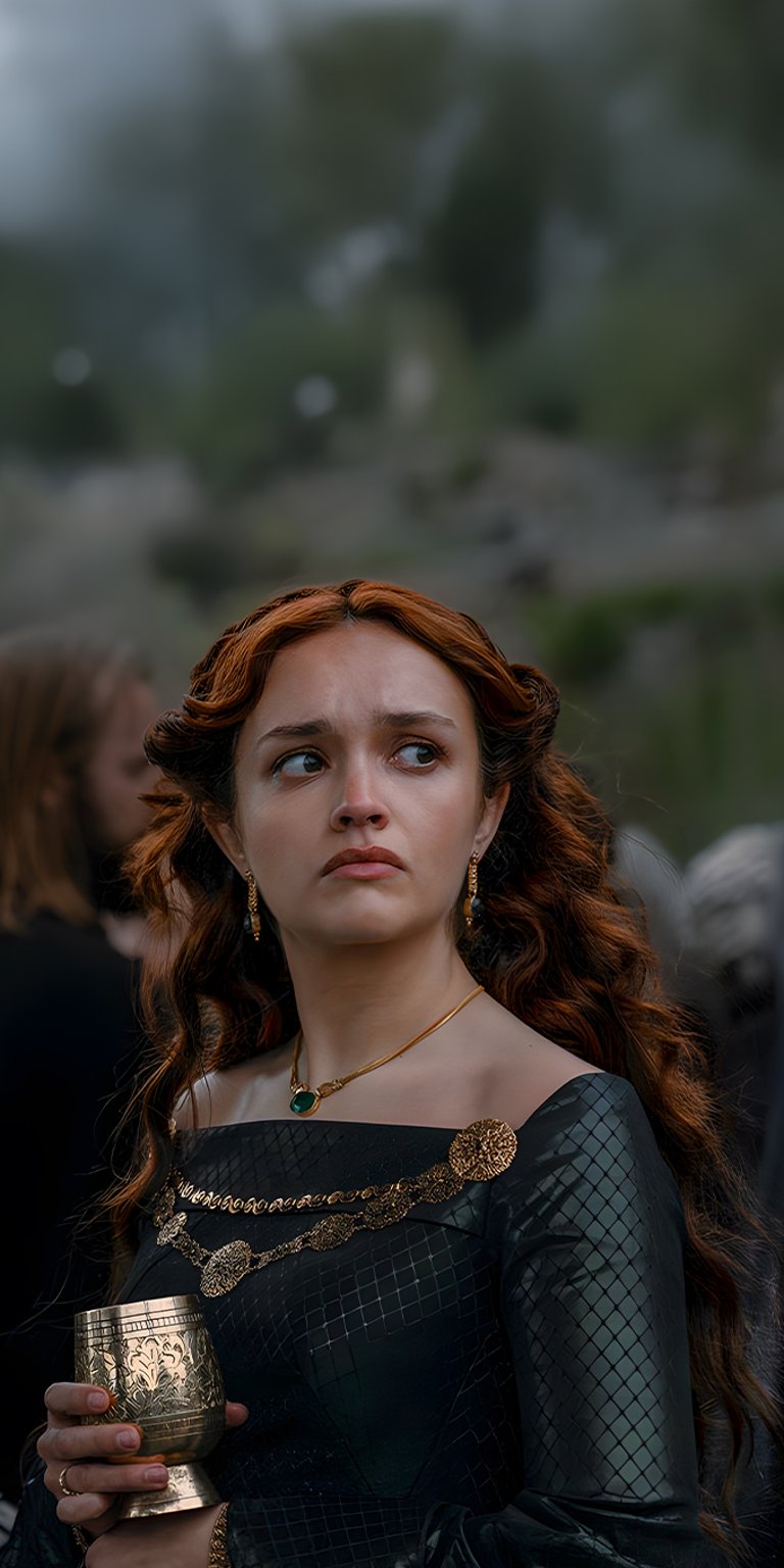 Alicent Hightower holding a gold cup wallpaper