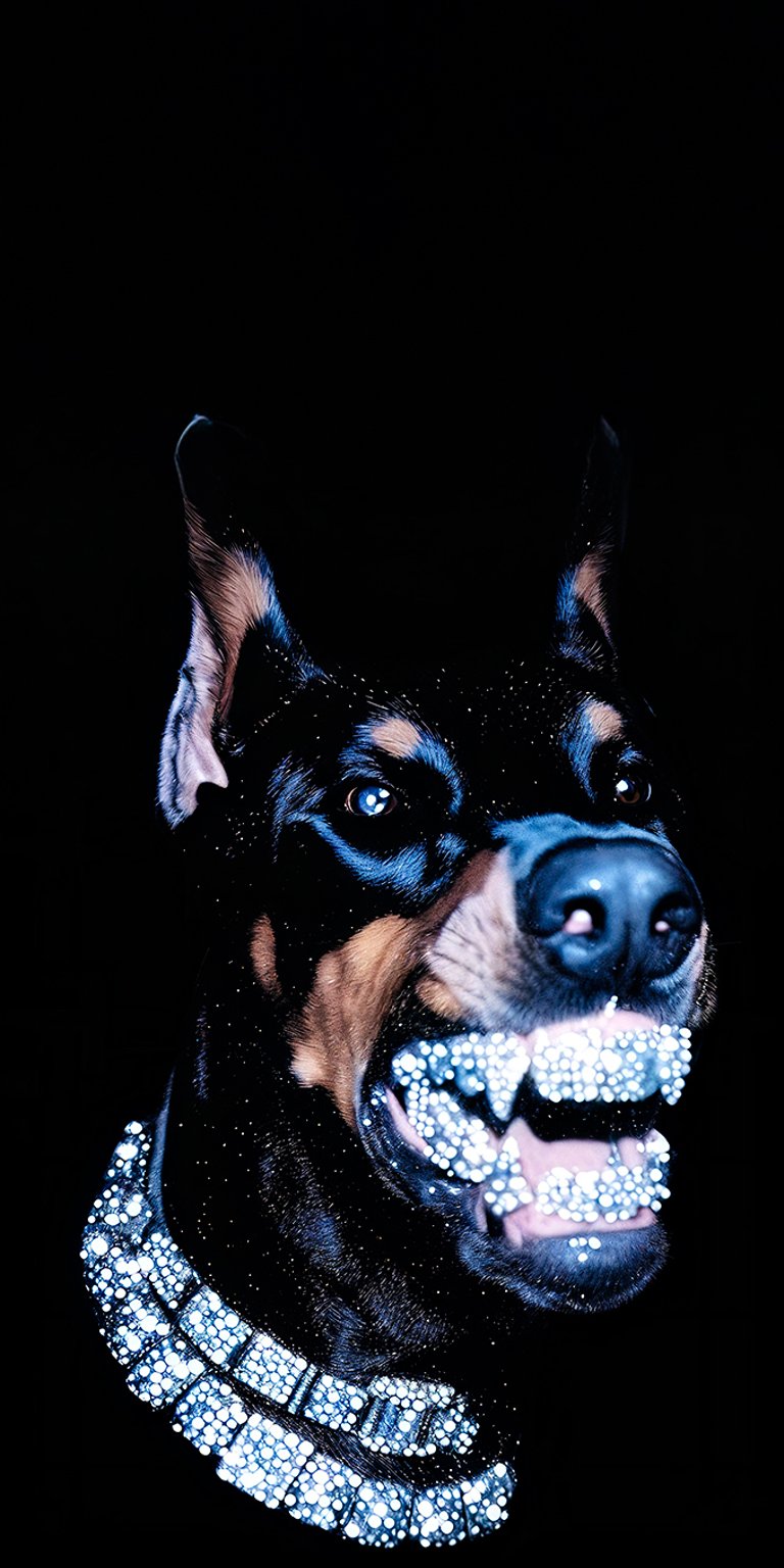 Diamond teeth dog wallpaper iPhone 4K