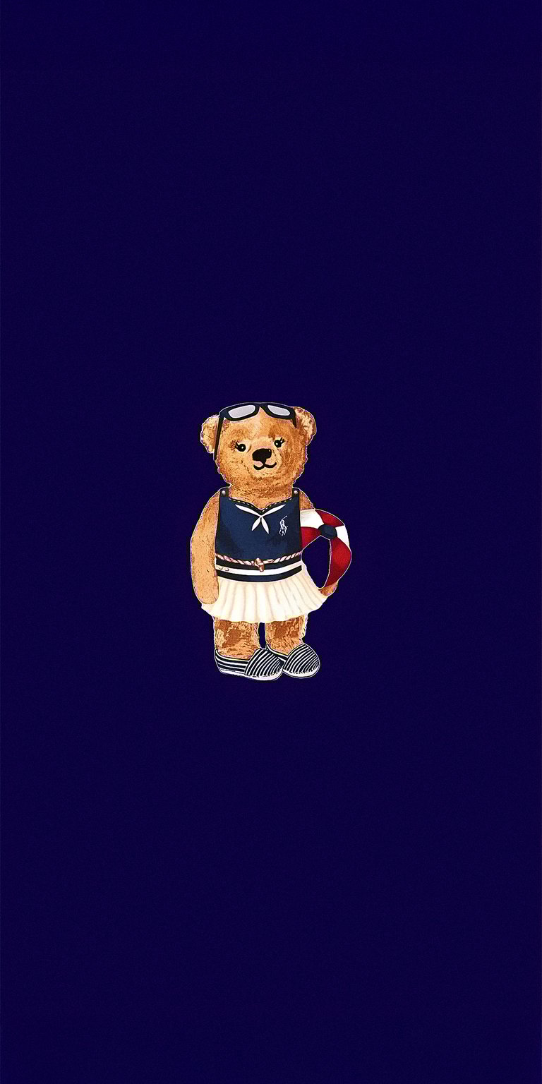 Girl bear dark blue background wallpaper 4k