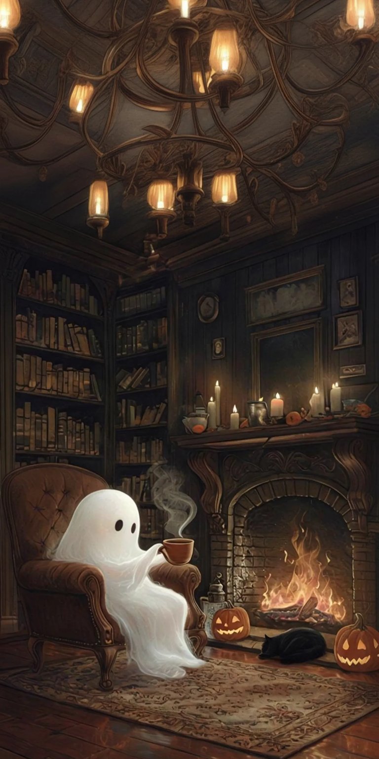 Cute ghost relaxing iPhone wallpaper HD