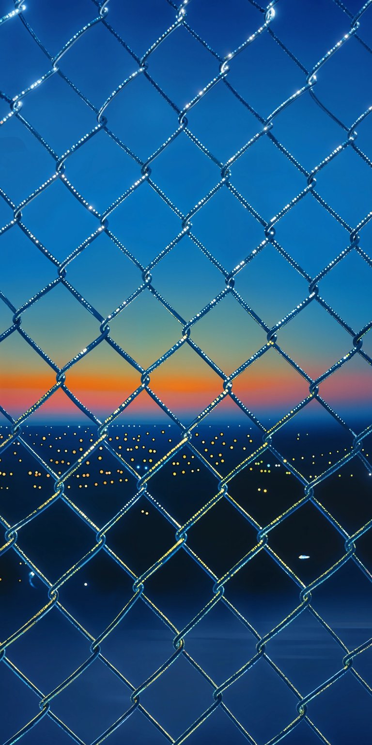 Capture the serene beauty of the night with this 4K wallpaper, perfect for your iPhone. Featuring a mesmerizing twilight sky, a glowing city lights skyline, and a striking foreground chain-link fence, this wallpaper adds an urban edge to your device.