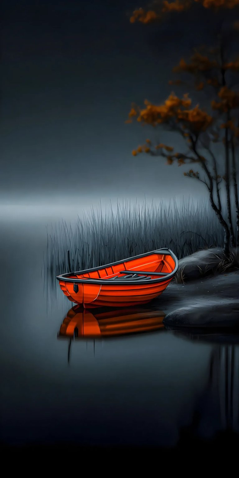 Boat dark lake iPhone wallpaper 4K