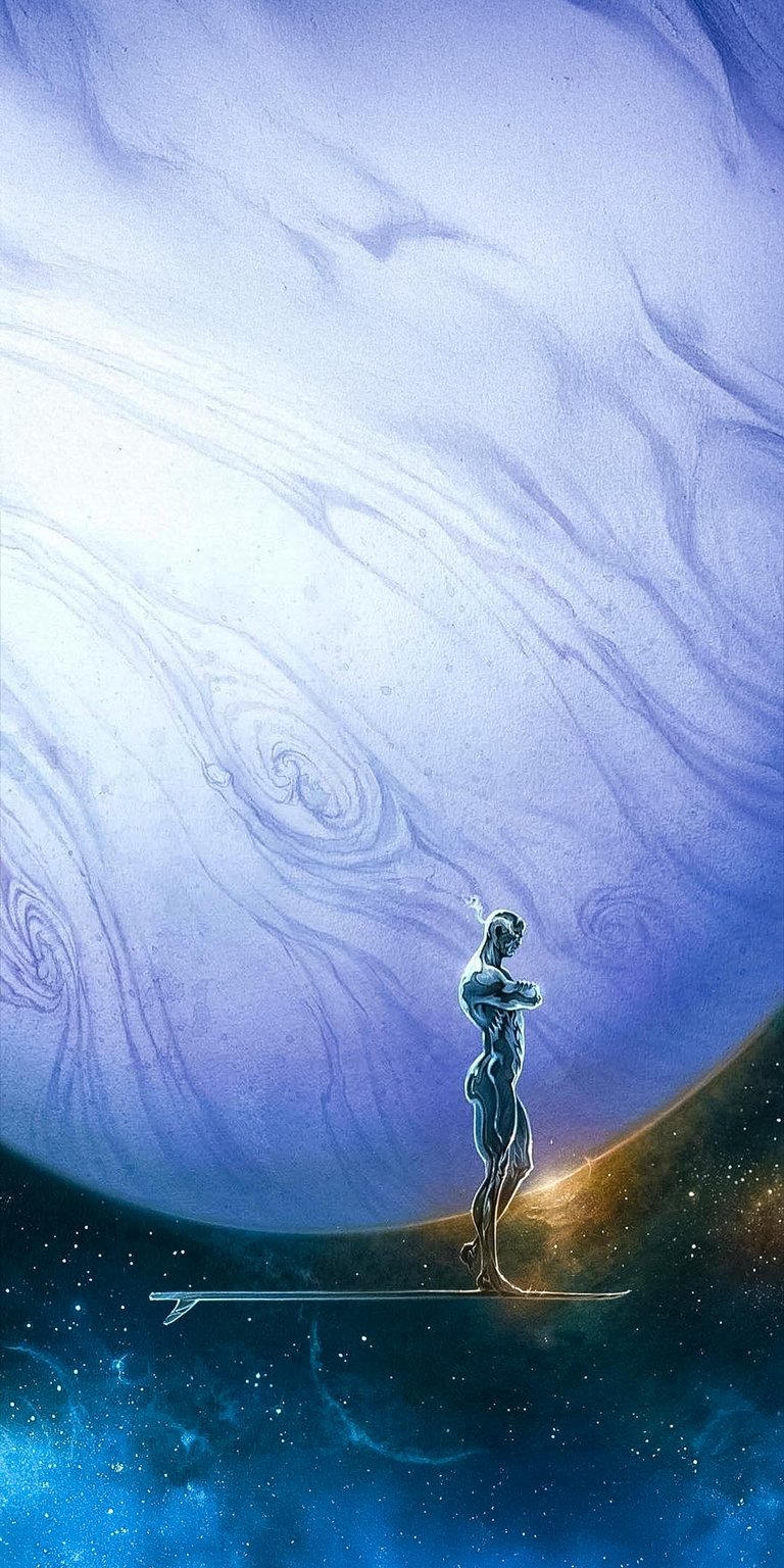 Silver Surfer in space iPhone wallpaper 4K