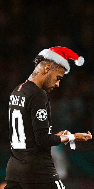 Neymar Jr wearing christmas hat wallpaper