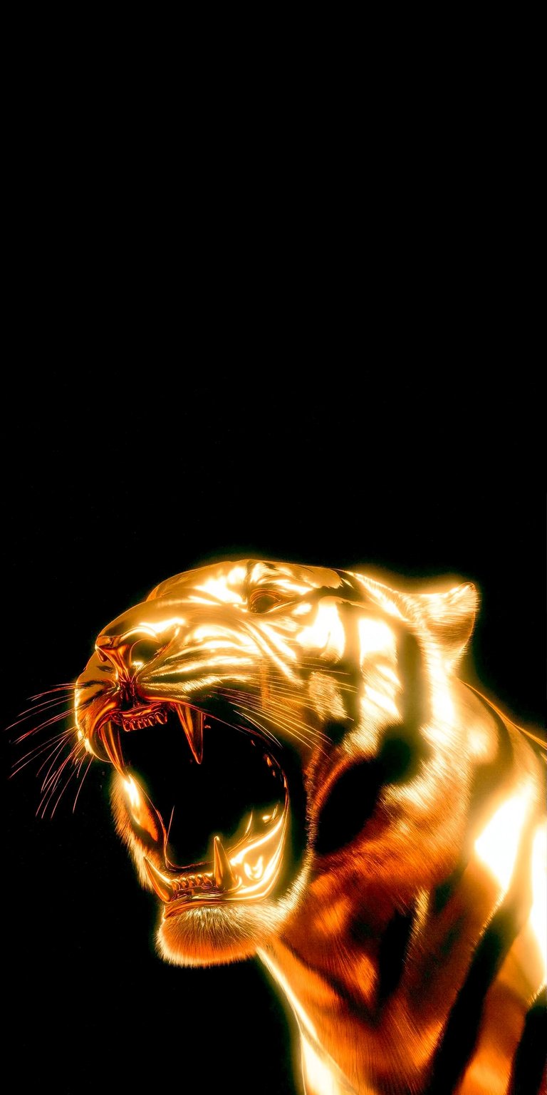 Get this fierce tiger 4K wallpaper for your iPhone, showcasing a golden roaring tiger. The vibrant golden hues and sharp teeth make this tiger wallpaper a stunning choice.