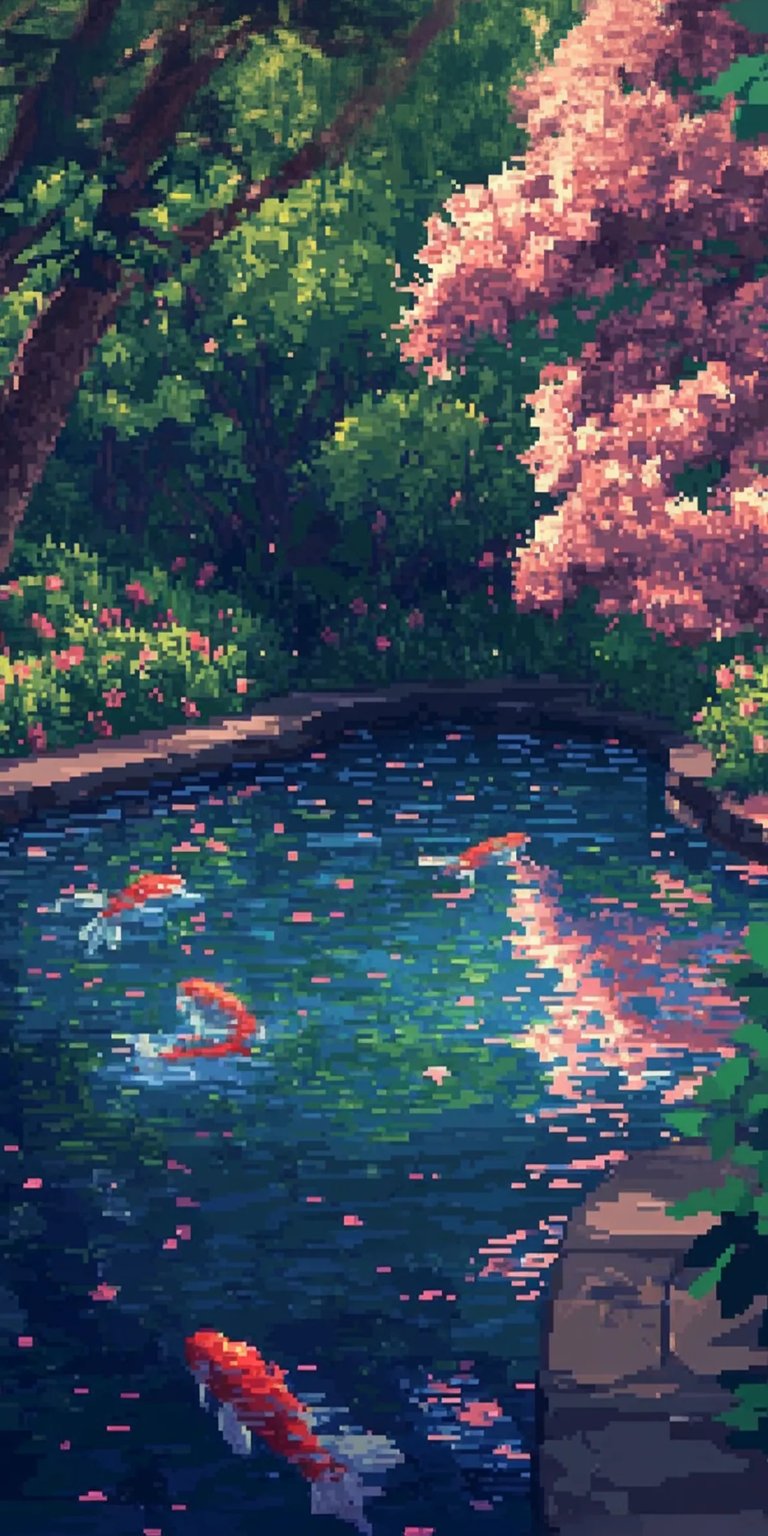 Minecraft fish pond iPhone wallpaper 4K
