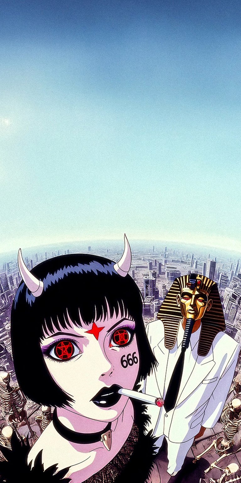 Egyptian and anime girl wallpaper iPhone 4K