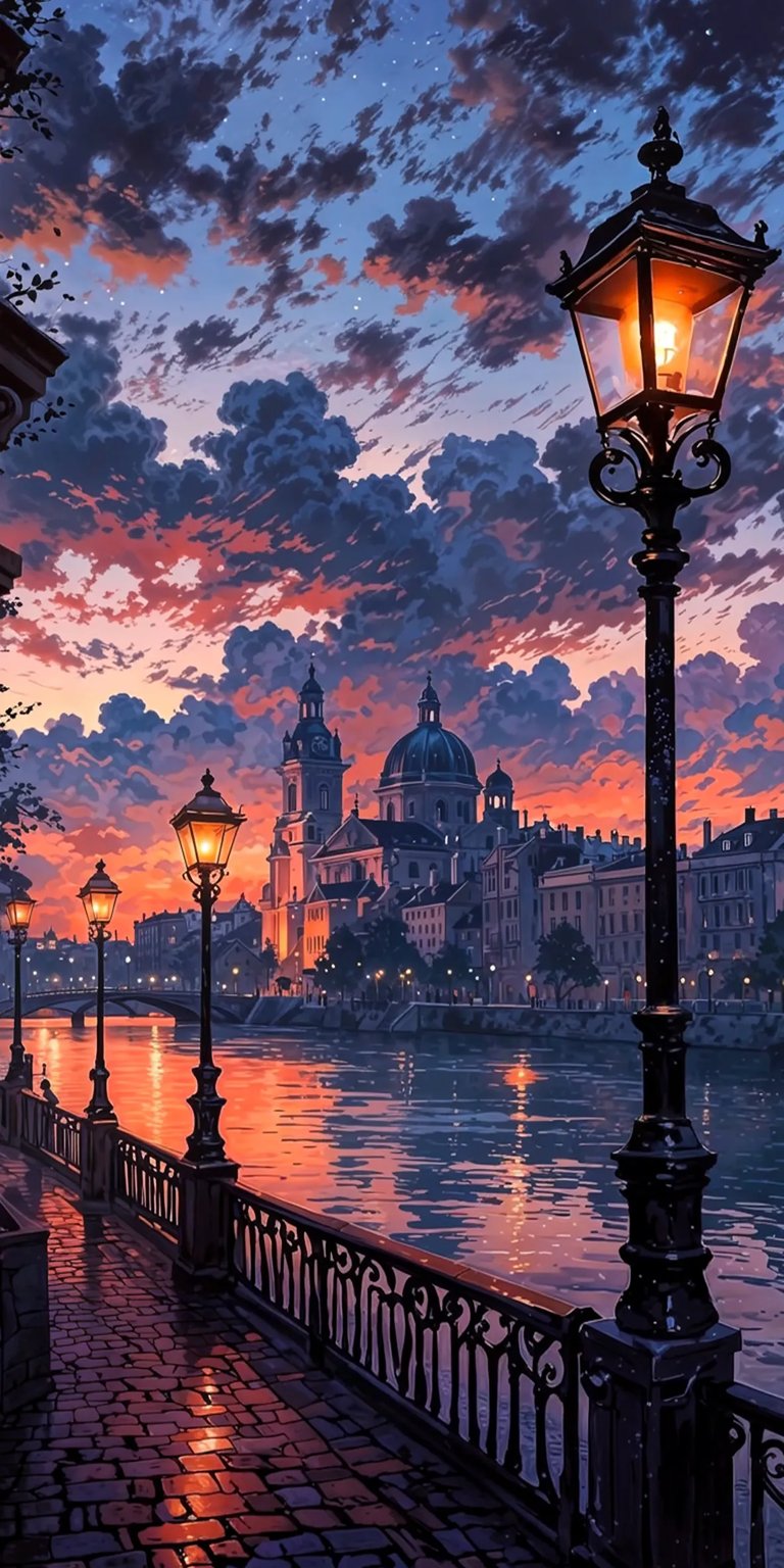 Sunset lights art iPhone wallpaper HD