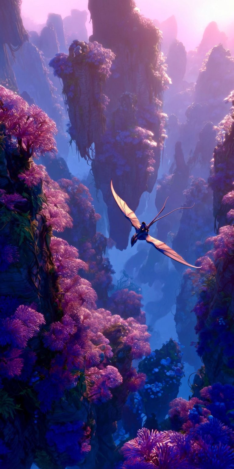 Download this stunning Avatar 4K wallpaper for your iPhone, showcasing a banshee soaring through floating mountains. This vibrant wallpaper captures the surreal flora and the misty, ethereal atmosphere of Pandora.
