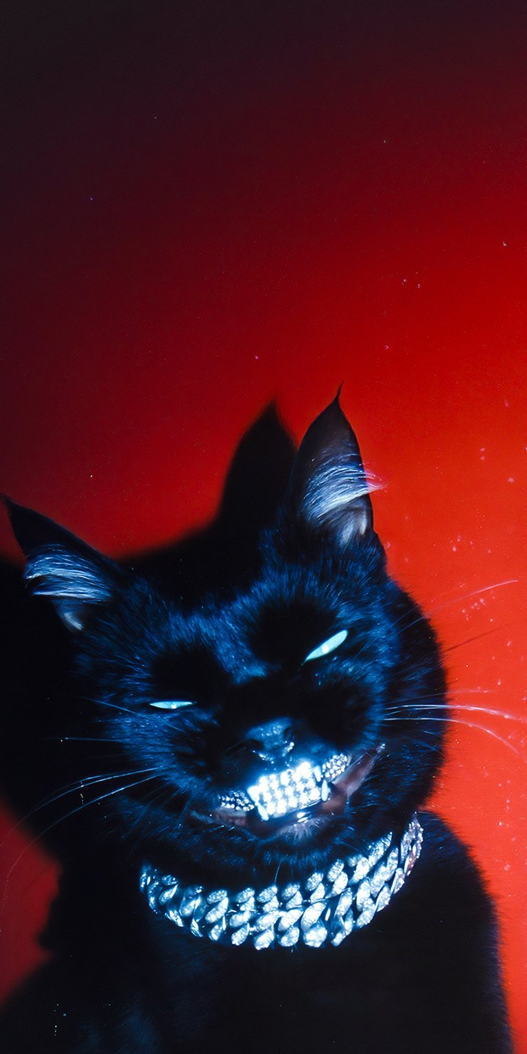 Diamond teeth cat wallpaper iPhone 4K