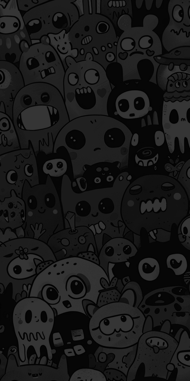 Dark doodle characters wallpaper iPhone