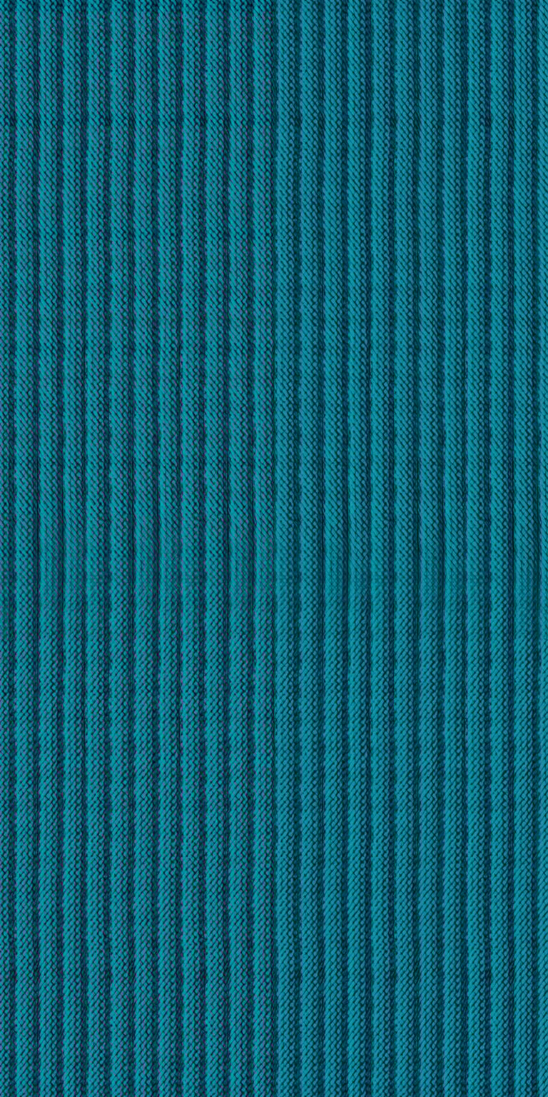 A minimalist yet dynamic wallpaper featuring a calming, deep teal, corduroy-like ribbed texture with spatial effects that make the clock appear layered. Perfect for a clean, modern aesthetic and users who prefer a tranquil, sophisticated look. Optimized for iPhone and Android screens.