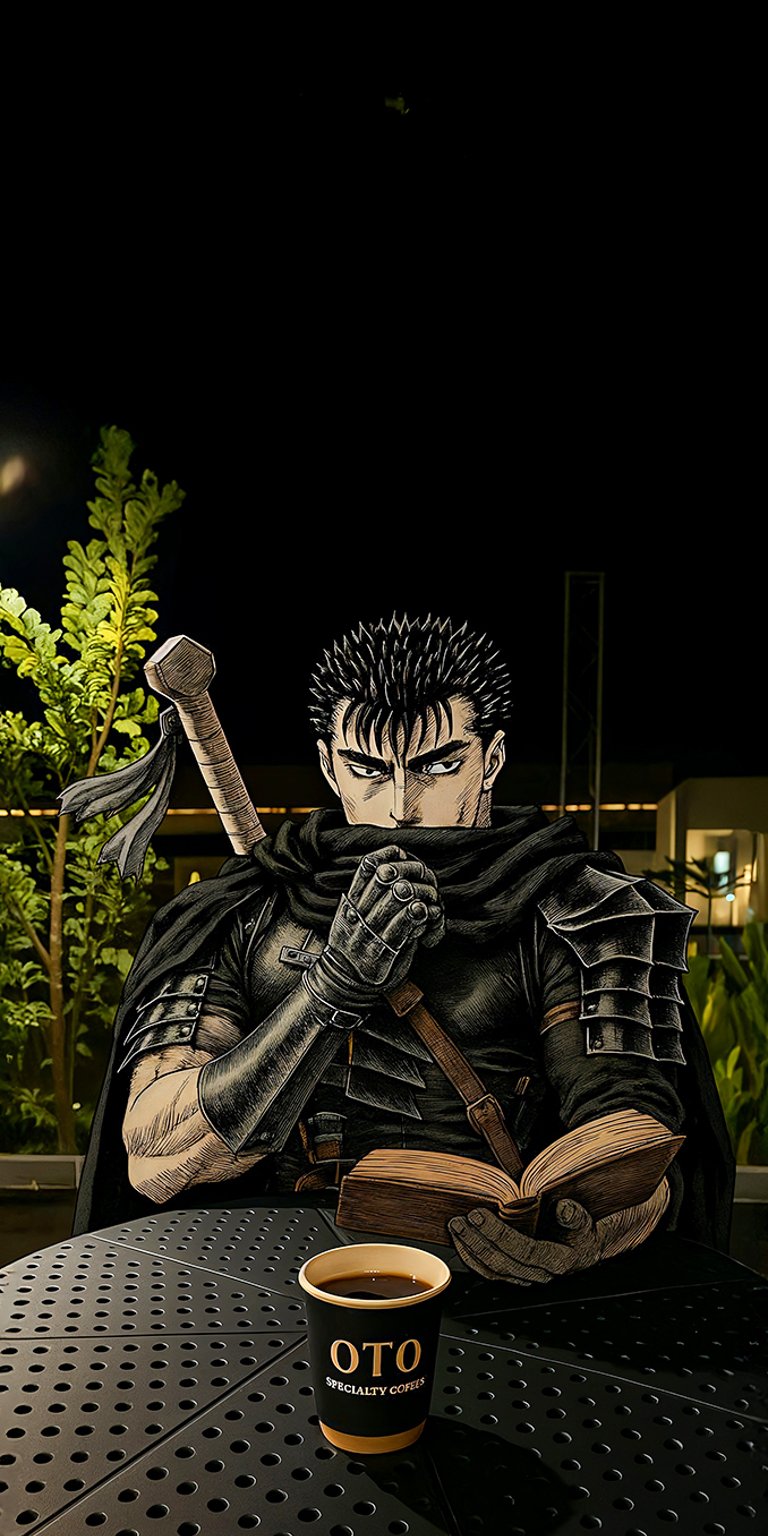 Guts Berserk coffee wallpaper iPhone 4k