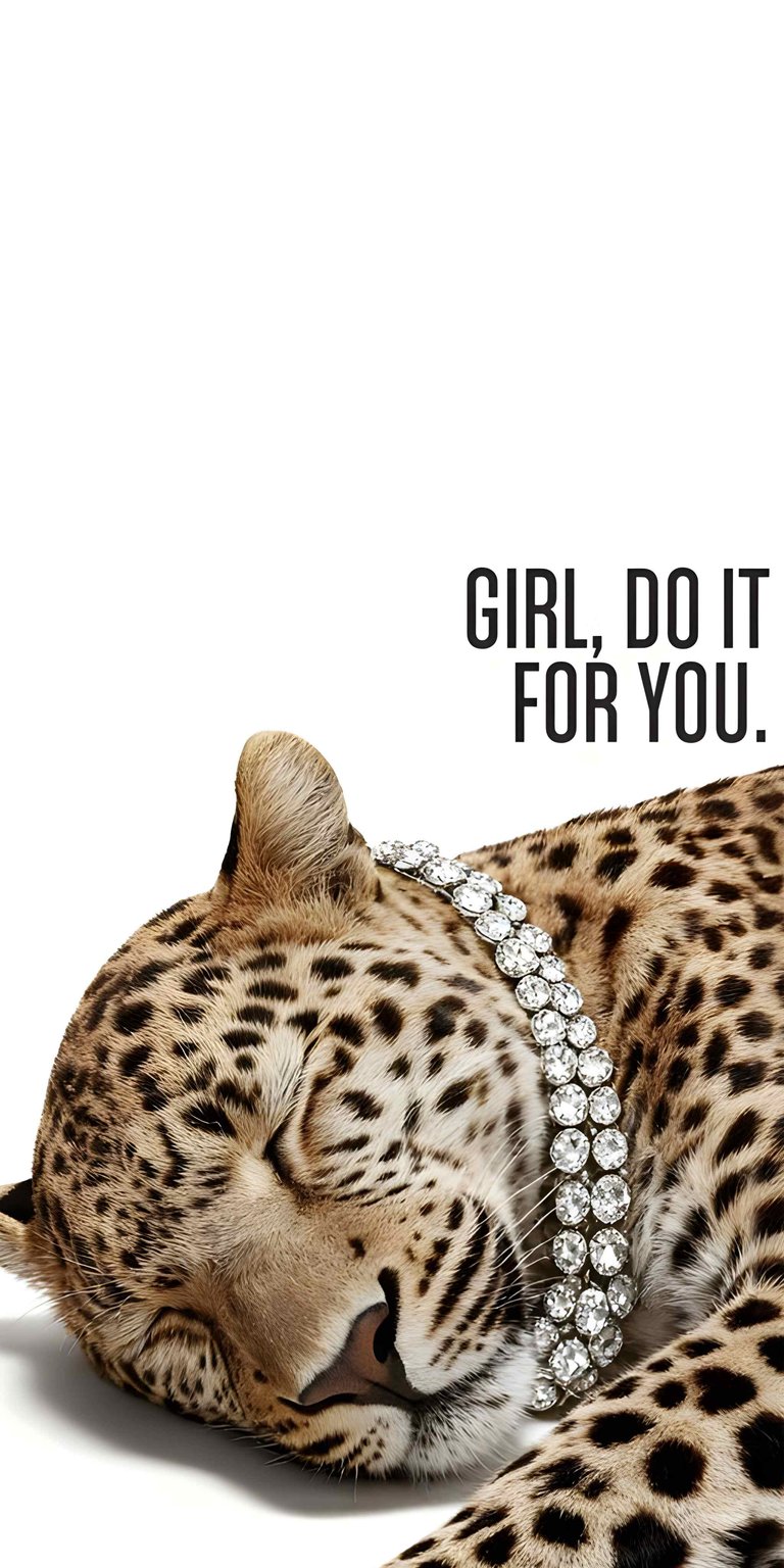 This high-resolution 4K wallpaper features a serene leopard wearing a luxury diamond necklace against a clean white background. Perfect for an elegant iPhone lock screen, this aesthetic wallpaper combines wild nature with high-fashion sophistication.