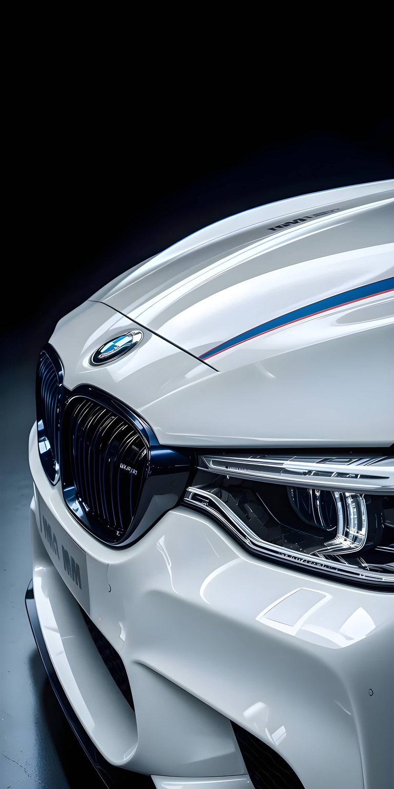 Enhance your iPhone with this high-contrast white BMW M4 4K static wallpaper featuring the iconic M-series racing stripes. This sleek automotive background highlights the sharp angles and aggressive LED lighting of the M4 in a clean, minimalist style.